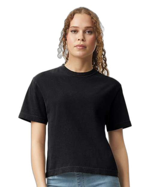T-shirt épais de coupe carrée teinté en pièce pour femmes