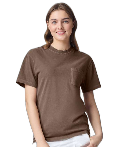 T-shirt épais à poche teinté en pièce